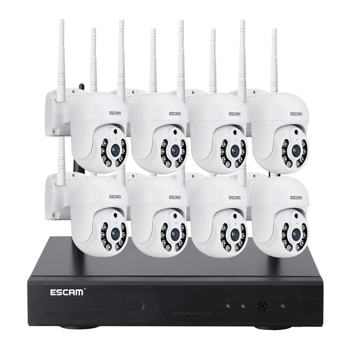 ESCAM WNK718 3MP Smart Home Security Camera NVR Set 8Pcs Wifi IP Cameras Outdoor Video CCTV Cameras Surveillance System - US Plug - 1