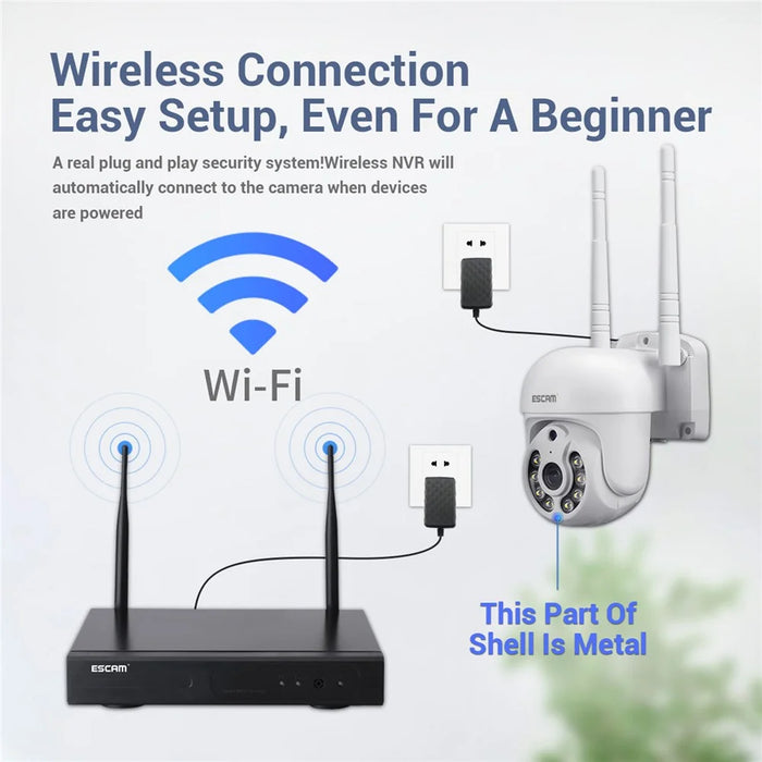 ESCAM WNK718 3MP Smart Home Security Camera NVR Set 8Pcs Wifi IP Cameras Outdoor Video CCTV Cameras Surveillance System - US Plug - 5