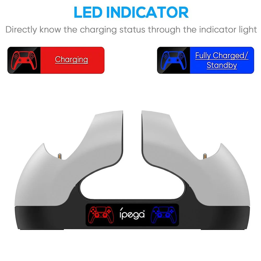 IPEGA PG-P5008 Portable Gamepad Charging Station Handheld Game Controller Dual Charging Dock for PS5 Controller - 6