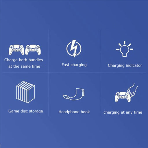 IPEGA PG-5009 Multifunctional Vertical Charging Dock Game Controller Charging Stand Storage Holder with Headset Hook Game Disc Container for PS5 - 2