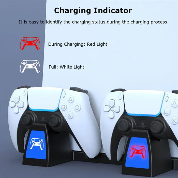 IPEGA PG-5009 Multifunctional Vertical Charging Dock Game Controller Charging Stand Storage Holder with Headset Hook Game Disc Container for PS5 - 7