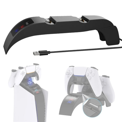 IPEGA PG-5016 Dual Controller Fast Charging Dock Stand Handheld Game Handle USB Charging Station Base with Indicator Light for PS5 Controller - 1
