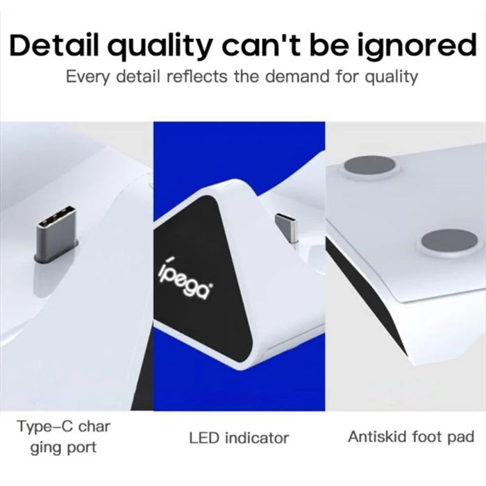 IPEGA PG-5012 Game Controller Charging Dock Type-C Dual Fast Charging Station Stand with LED Indicator for PS5 Controller - 4