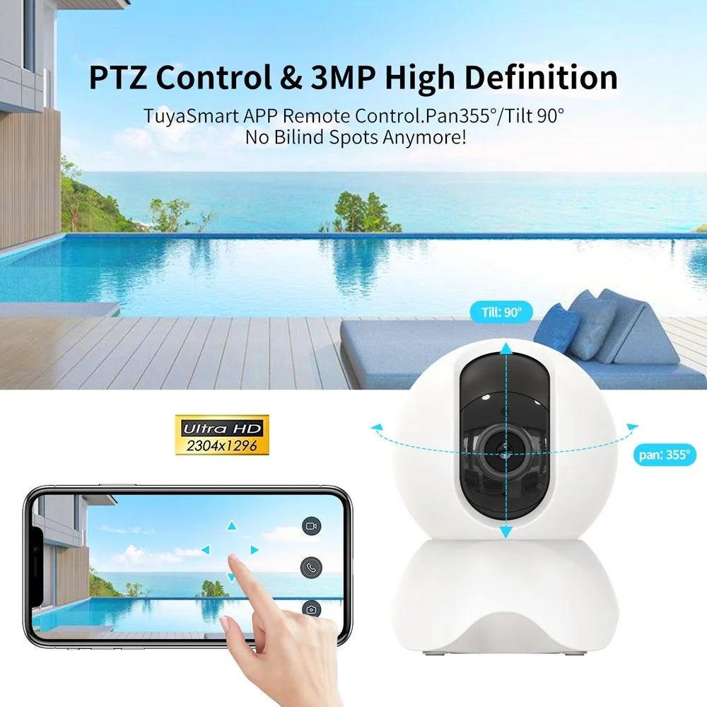 D305 Outdoor WiFi Security Camera 3MP HD PTZ Camera for Home Safety Smart Motion Detection Camera - US Plug - 3