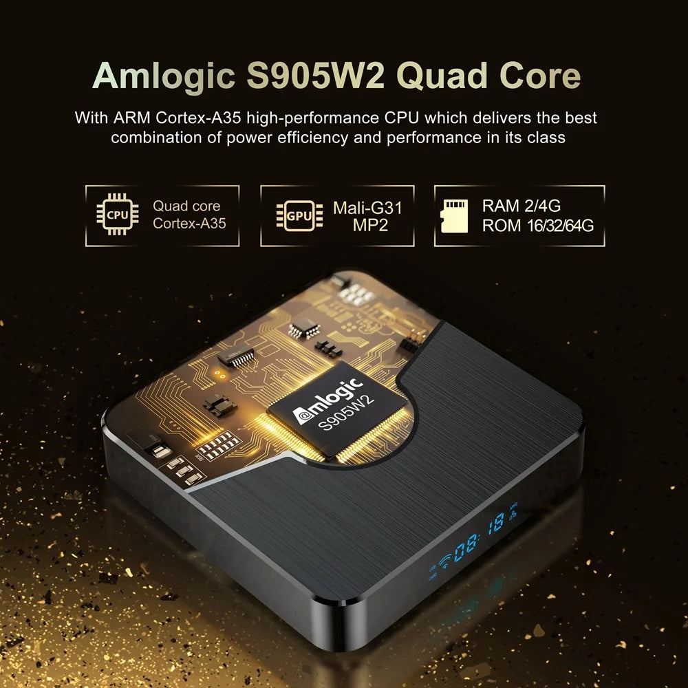 X98 Plus 2GB+16GB Android 11 Amlogic S905W2 Smart TV Box 4K 60fps 2.4G/5G Dual Band WiFi 100M Ethernet Media Player - US Plug - 2