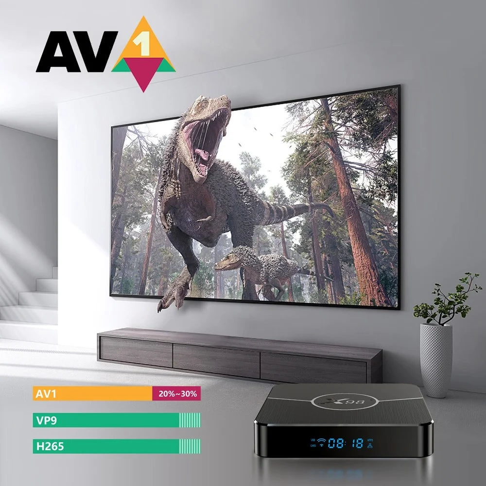 X98 Plus 2GB+16GB Android 11 Amlogic S905W2 Smart TV Box 4K 60fps 2.4G/5G Dual Band WiFi 100M Ethernet Media Player - US Plug - 4