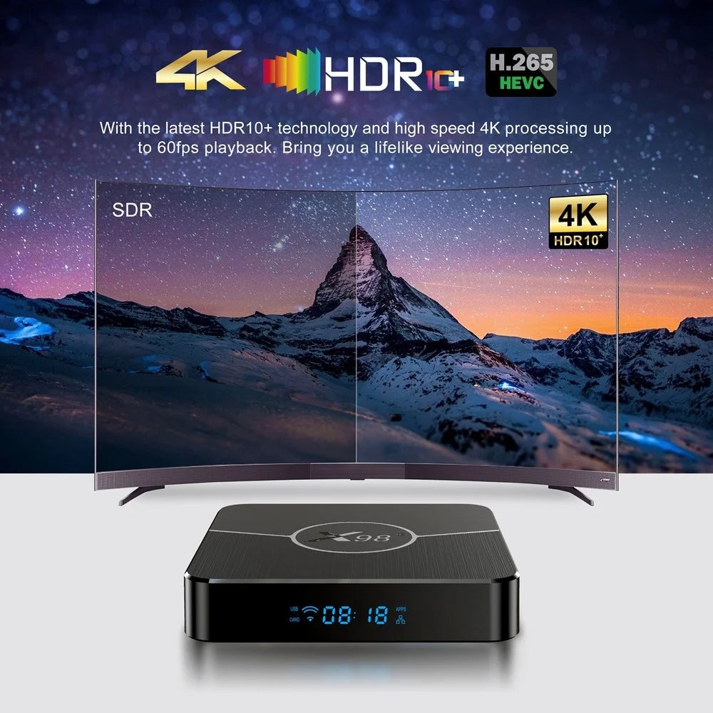 X98 Plus 2GB+16GB Android 11 Amlogic S905W2 Smart TV Box 4K 60fps 2.4G/5G Dual Band WiFi 100M Ethernet Media Player - US Plug - 5