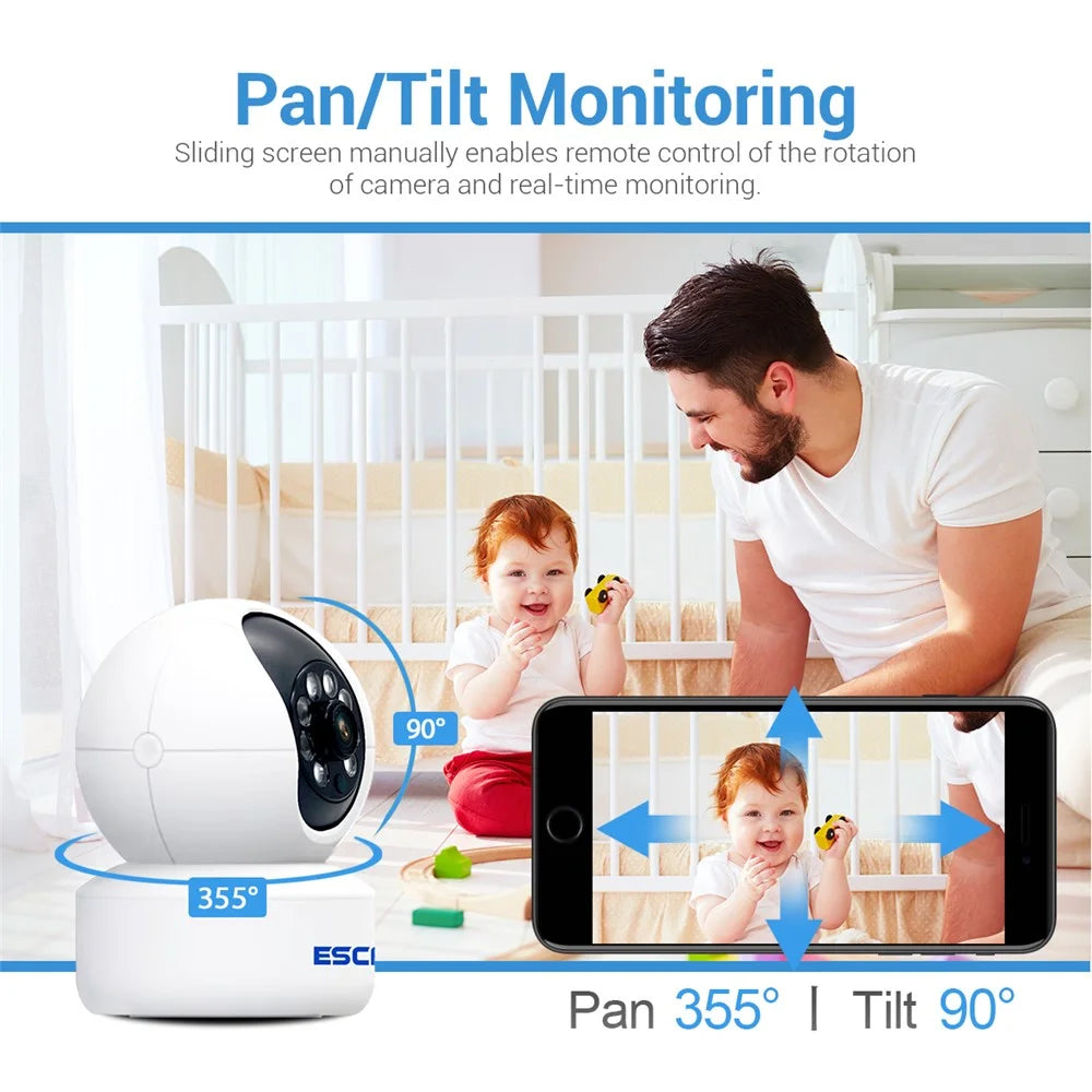 ESCAM QF005 3.0MP WiFi Two-way Voice Humanoid Detection IP Camera IR LED Night Vision Security Camera - US Plug - 7