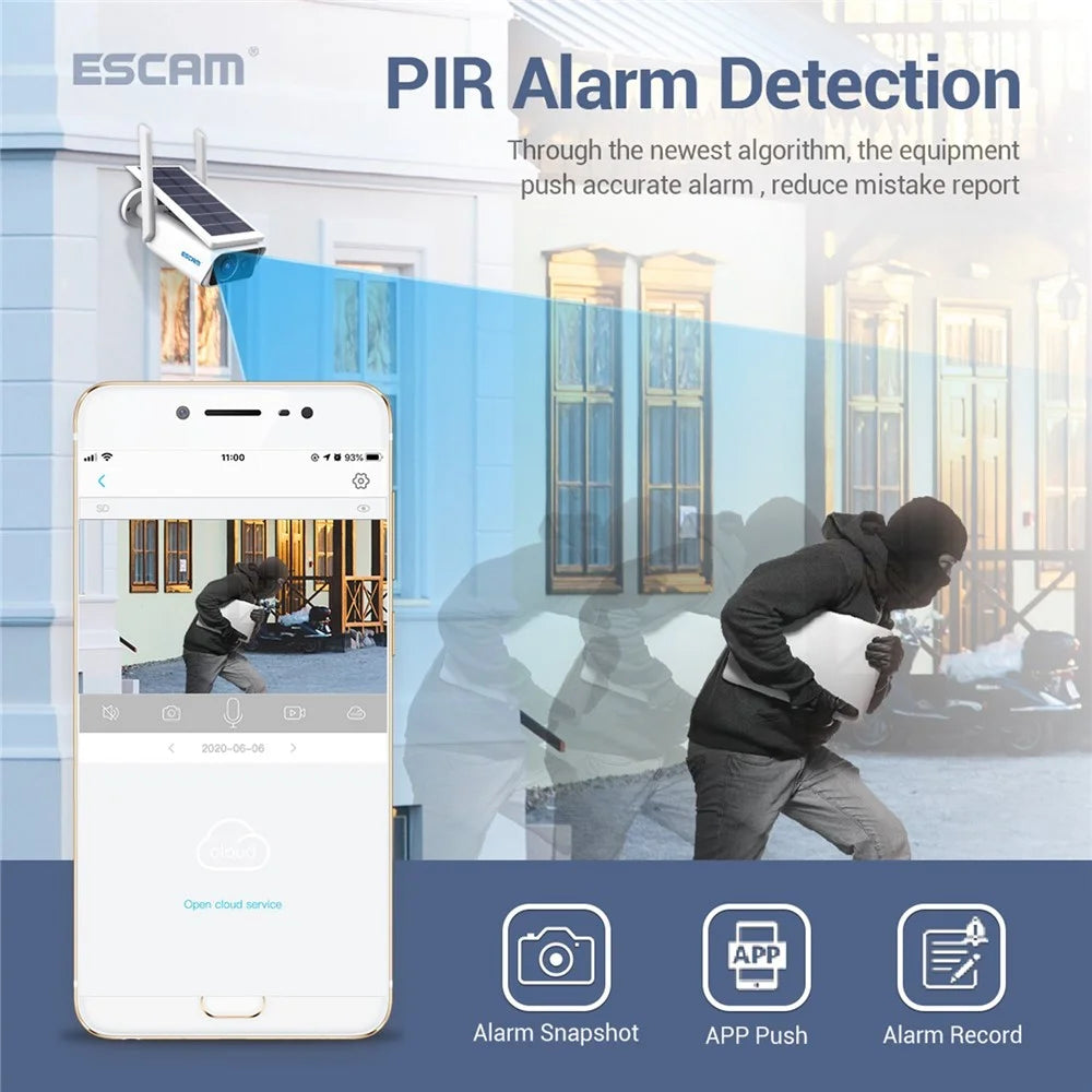ESCAM QF180 HD 3MP H.265X Battery PIR Alarm Cloud Storage WiFi IP Camera Waterproof Home Security Monitor Camera Support Two Way Talk, Day/Night Version - 7