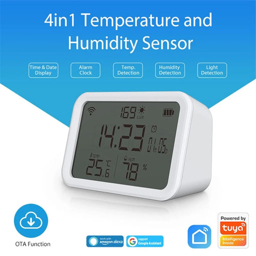 NEO NAS-CW01W 4 in 1 Multifunction Sensor Smart 2.4GHz WiFi Temperature and Humidity Detector with Dual Mode Clock / Luminance - 2