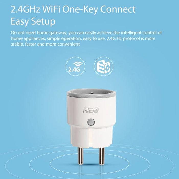 NEO NAS-WR01W-10A Smart Plug 10A Current Compatible with Alexa Google Mini Smart Outlet WiFi Socket Remote Control - EU Plug - 2