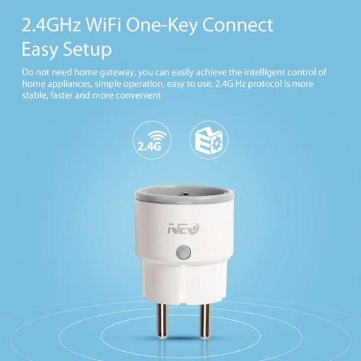 NEO NAS-WR01W-16A Smart Home WiFi Plug 16A Current Mini Outlet Socket Remote Control Compatible with Alexa Google - EU Plug - 2