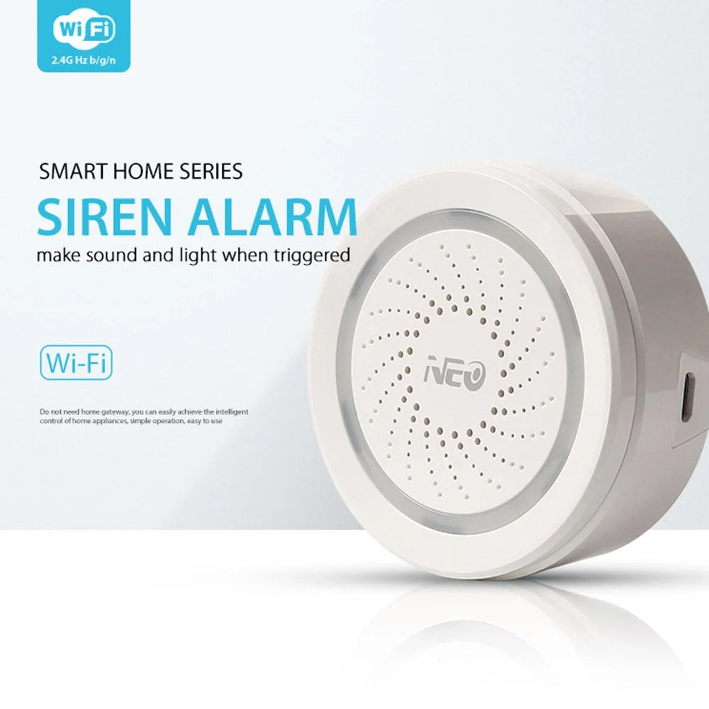 NEO NAS-AB02W Smart Wireless Alarm 2.4GHz WiFi Mini Siren Alarm Support Mobile Phone Control for Home (USB Powered) - 4
