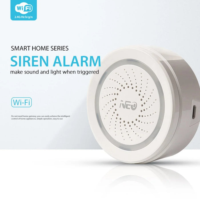 NEO NAS-AB02W Smart Wireless Alarm 2.4GHz WiFi Mini Siren Alarm Support Mobile Phone Control for Home (USB Powered) - 4