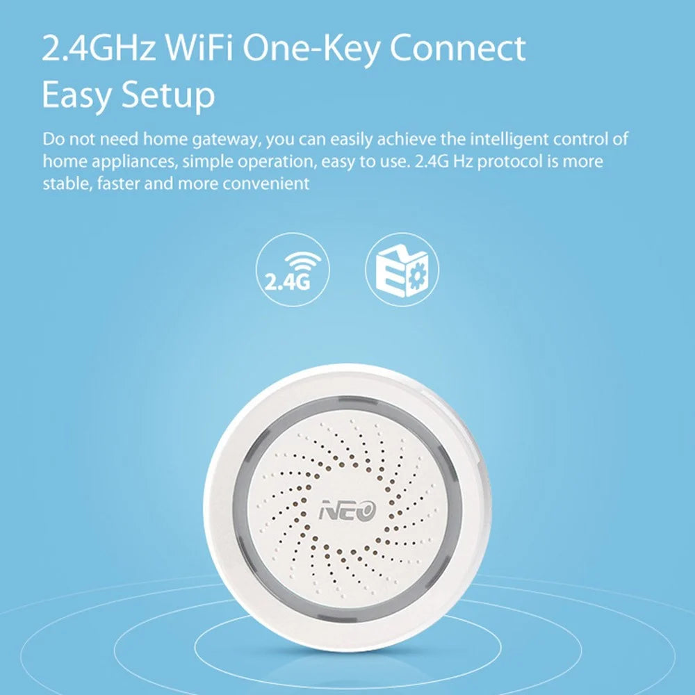 NEO NAS-AB02W Smart Wireless Alarm 2.4GHz WiFi Mini Siren Alarm Support Mobile Phone Control for Home (USB Powered) - 5