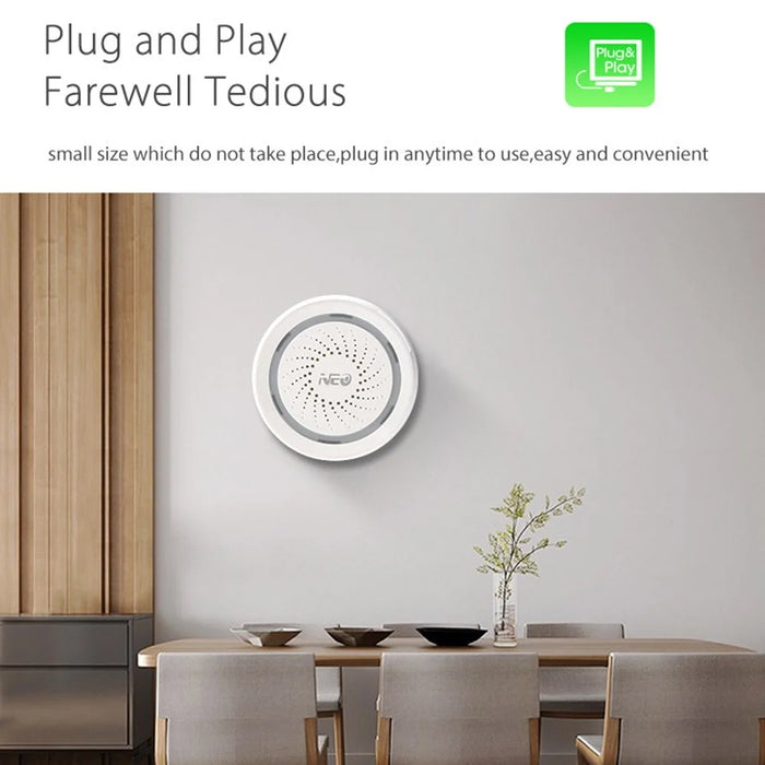 NEO NAS-AB02W Smart Wireless Alarm 2.4GHz WiFi Mini Siren Alarm Support Mobile Phone Control for Home (USB Powered) - 6