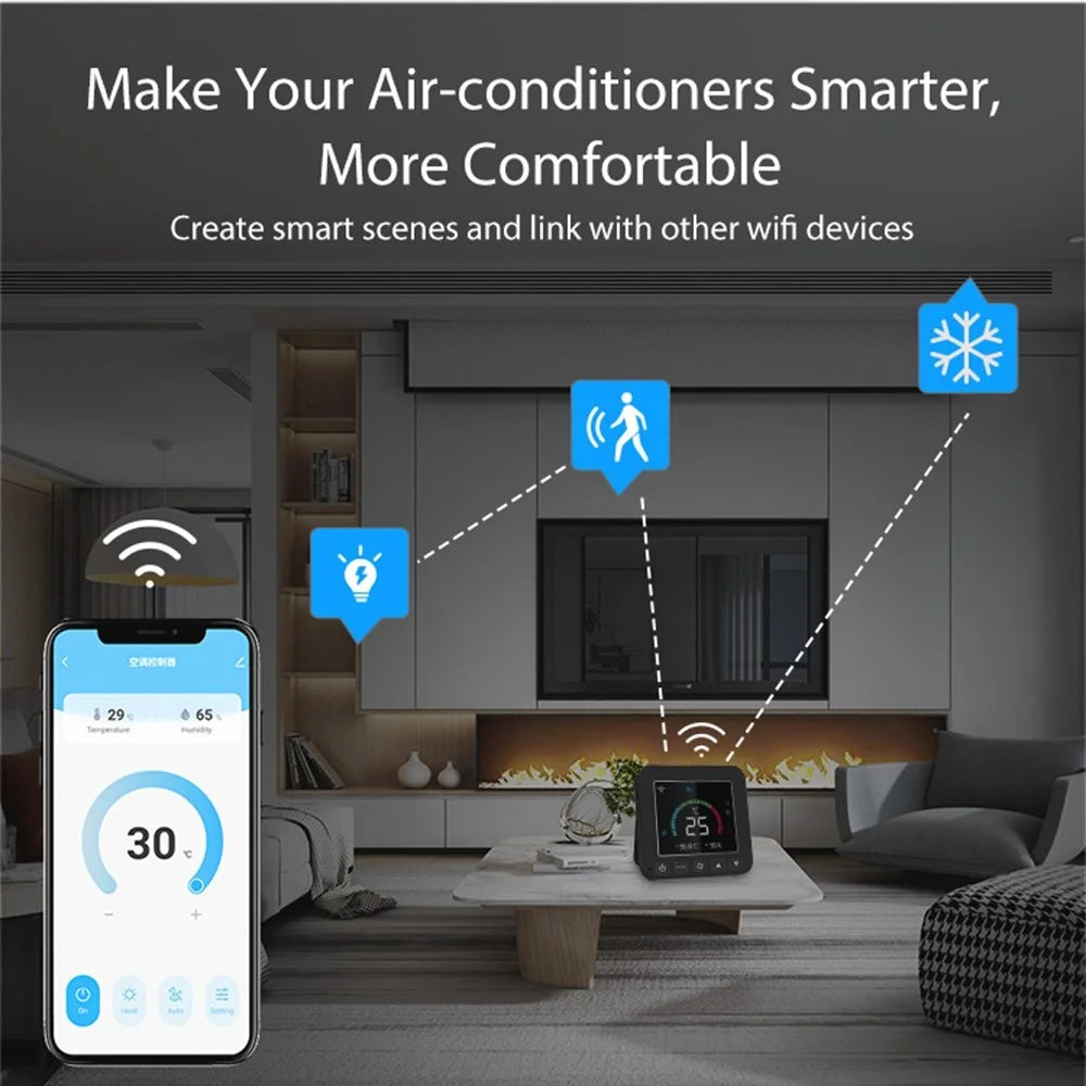 NEO NAS-RT01W WiFi Smart Air Conditioner Controller with LED Color Screen Temperature and Humidity Infrared Thermostat Air Conditioning Thermostat for Home - 5