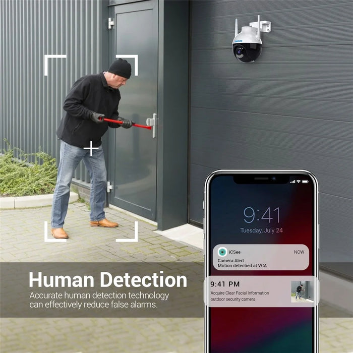 ESCAM QF300 3MP WiFi IP Camera App Mobile AI Human Detection Webcam Auto Tracking Cloud Storage Waterproof Monitor Camera Support Two-way Voice, Night Vision - US Plug - 7