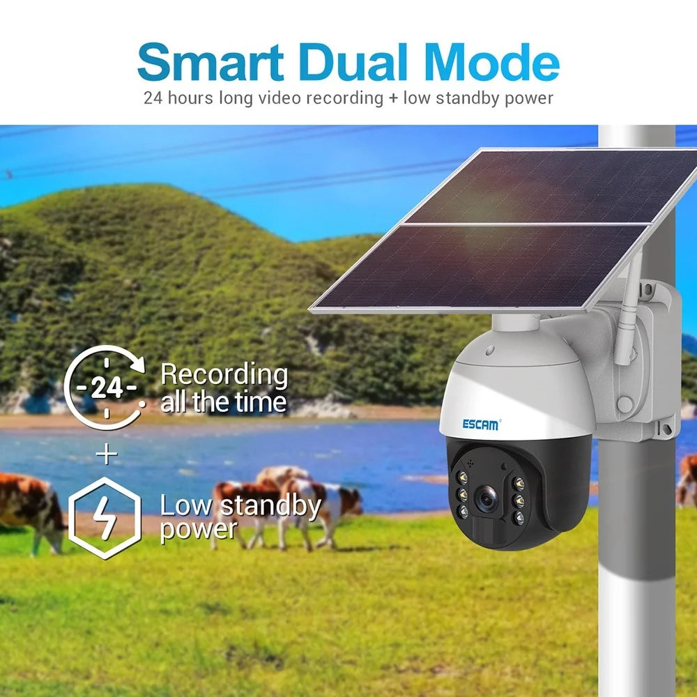ESCAM QF724 Solar Power 3.0MP Camera Two-Way Audio Talk PIR Night Vision Surveillance PT Camera (EU Version) - 3