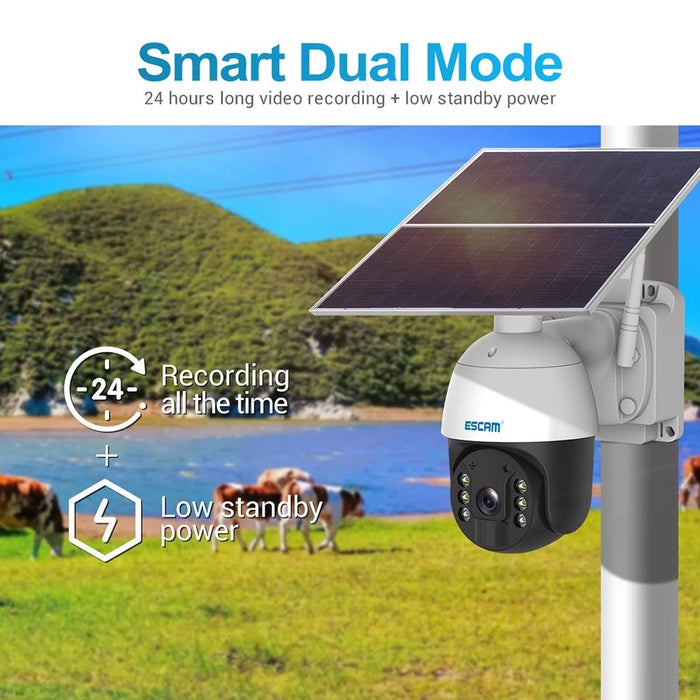 ESCAM QF724 Waterproof Solar Power 3.0MP Camera PIR Night Vision Surveillance Pan Tilt Camera for Home Security - US Plug - 3