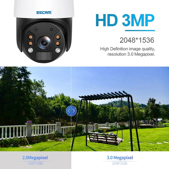 ESCAM QF724 Waterproof Solar Power 3.0MP Camera PIR Night Vision Surveillance Pan Tilt Camera for Home Security - US Plug - 4