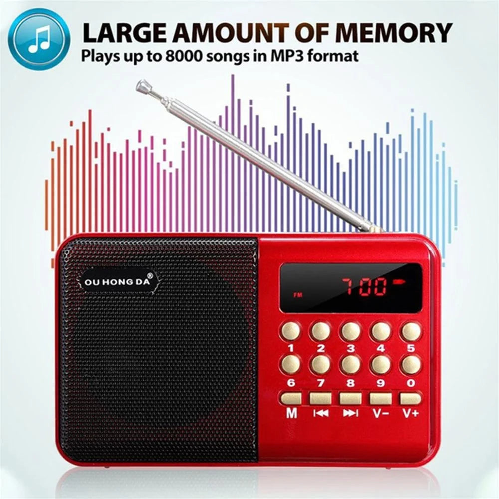K11 Mini Portable Radio Speakers Rechargeable Digital FM USB TF MP3 Player Speaker Multifunctional Telescopic Antenna - 4