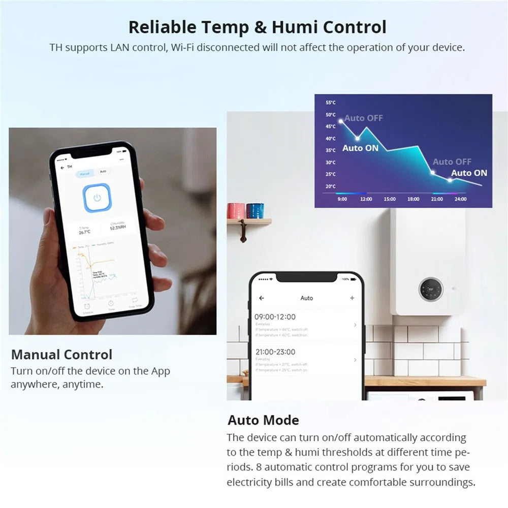 SONOFF TH Origin THR320 20A Max Smart Temperature and Humidity Monitoring Switch Temperature Humidity Sensor for Home, Swimming Pool, Greenhouse - 5