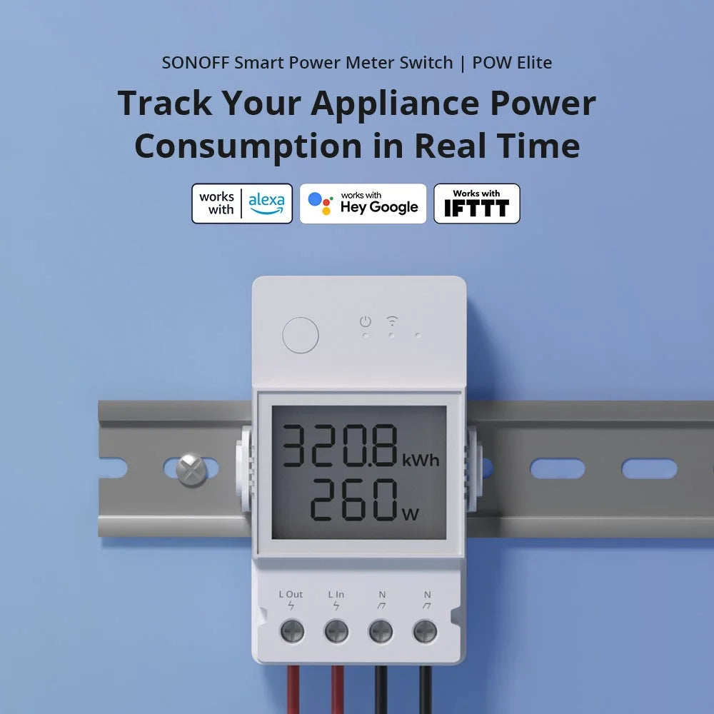 SONOFF POW Elite POWR320D 20A Max Smart Meter Switch with Energy Monitoring LCD Display Universal DIY Module for Smart Home Compatible with Home Assistant, IFTTT - 2