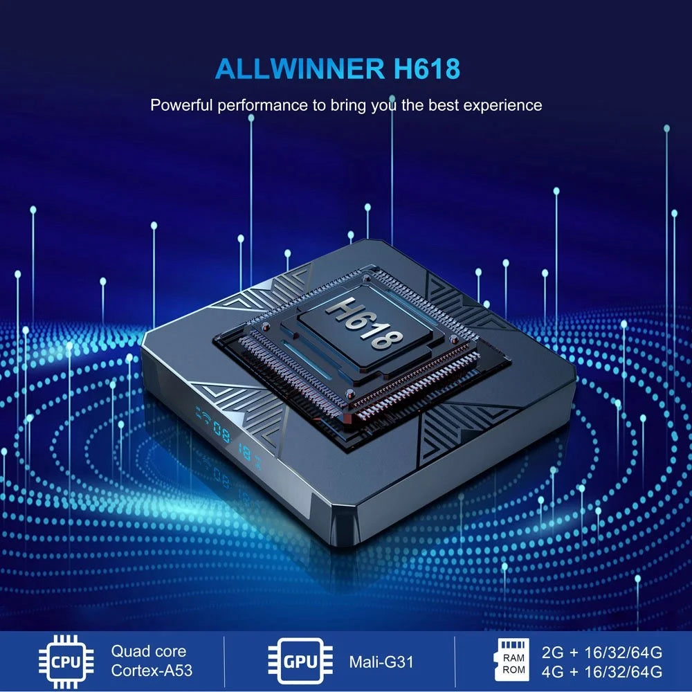 X98H Android 12.0 Smart TV Box Allwinner H618 Dual-Band Wifi6 2.4G / 5G WIFI HD 4K Media Player (2G+16G) - EU Plug - 5