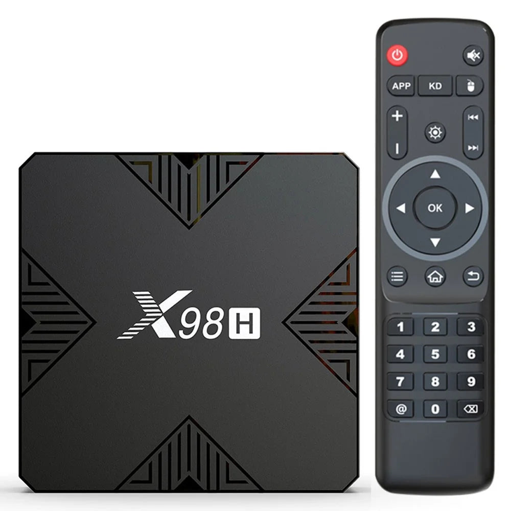 X98H Android TV Box 12.0 Allwinner H618 Quad-Core Streaming Media Player Support Dual WiFi 2.4GHz / 5GHz 4K Output 100M LAN Ethernet (4G+32G) - UK Plug - 1
