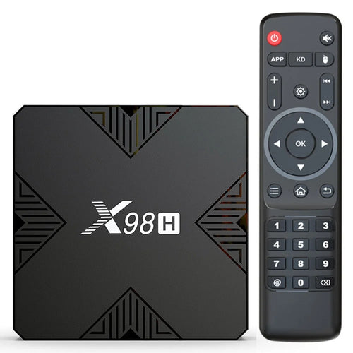 X98H Android TV Box 12.0 Allwinner H618 Quad-Core Streaming Media Player Support Dual WiFi 2.4GHz / 5GHz 4K Output 100M LAN Ethernet (4G+32G) - UK Plug - 1