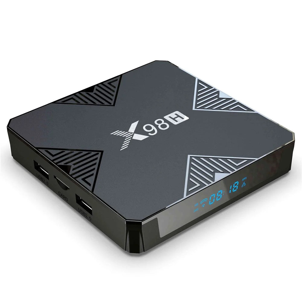 X98H Android TV Box 12.0 Allwinner H618 Quad-Core Streaming Media Player Support Dual WiFi 2.4GHz / 5GHz 4K Output 100M LAN Ethernet (4G+32G) - UK Plug - 2