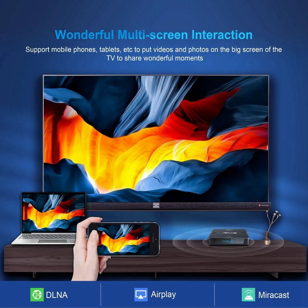 X98H Android TV Box 12.0 Allwinner H618 Quad-Core Streaming Media Player Support Dual WiFi 2.4GHz / 5GHz 4K Output 100M LAN Ethernet (4G+32G) - UK Plug - 7