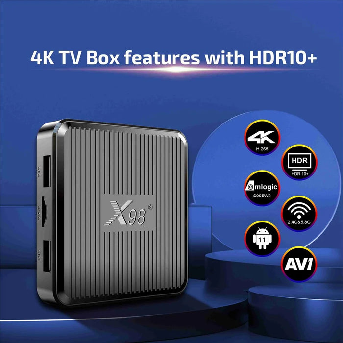 X98Q 2G+16G Smart TV Box 4K Media Player Android 11 Amlogic S905W2 4K 2.4G 5G WiFi H.265 3D Video Set Top Box Receiver - US Plug - 4