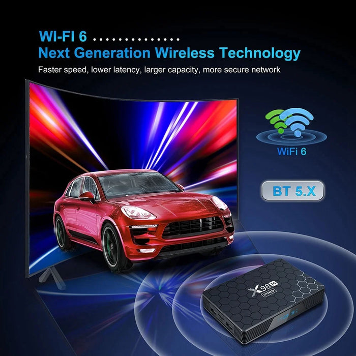 X98H Pro Android 12 Smart TV Box Allwinner H618 Quad-Core 2.4GHZ 5.8GHZ Dual-Band WiFi Support 6K Video Output Remote Control (2G+16G) - UK Plug - 7
