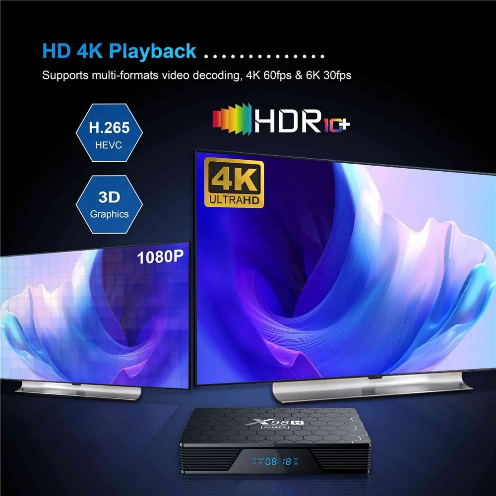 X98H Pro Smart TV Box Allwinner BT5 Android 12 2.4G / 5.8G Dual-Band WiFi6 1000M Ethernet Media Player 6K Video Output (4G+32G) - UK Plug - 5