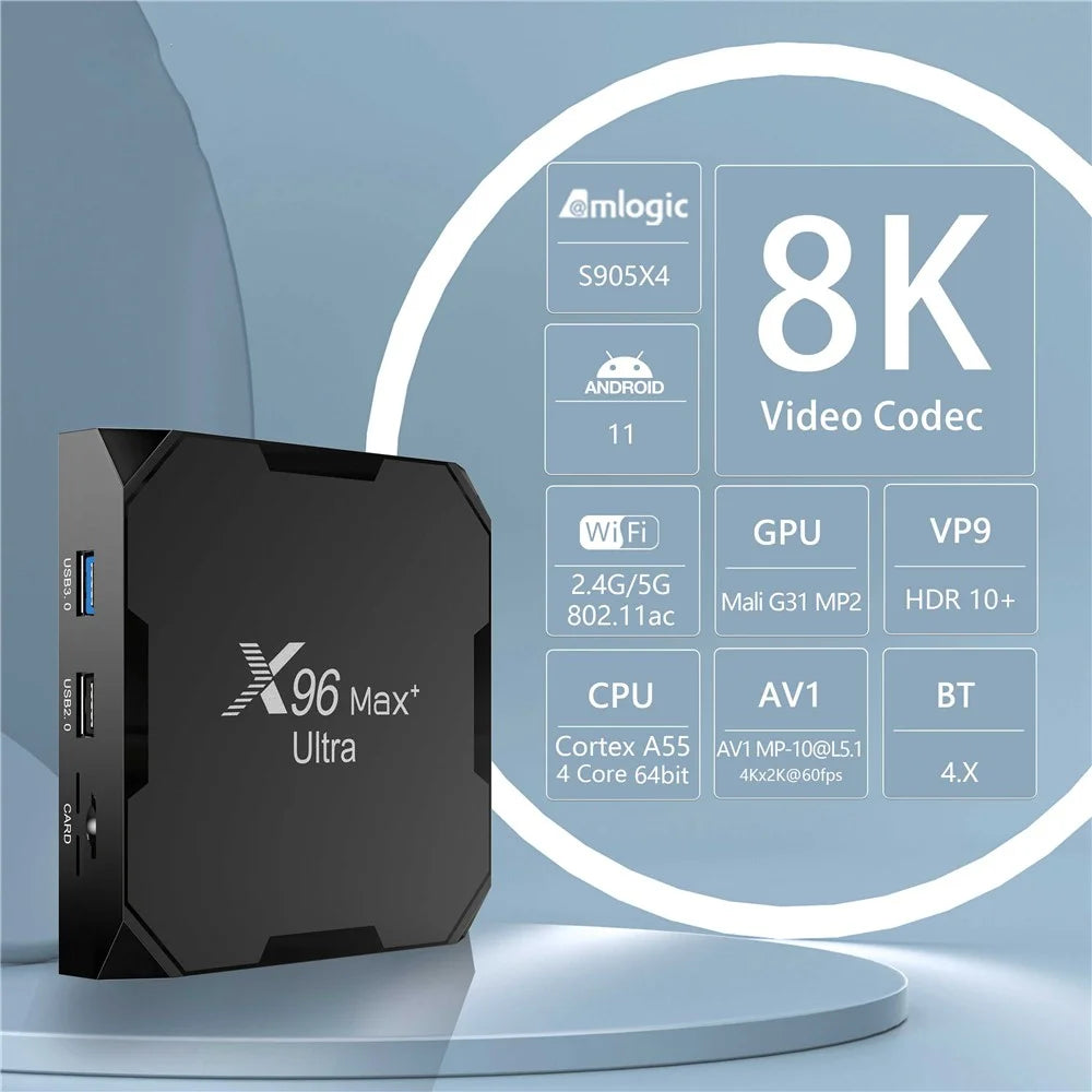 X96Max+ Ultra 2.4 / 5G Dual WiFi 8K TV Box Amlogic S905X4 Quad Core Android 11.0 4G 64G AV H.265 Media Player Set Top Box - US Plug - 3