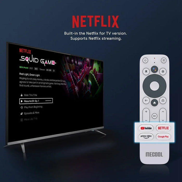 MECOOL KD5 Smart TV Stick TV Box Android 11 ATV Google Certified Amlogic S805X2 1GB 8GB DDR4 2.4G+5G WiFi BT AV1 TV Dongle (1+8G) - US Plug - 5
