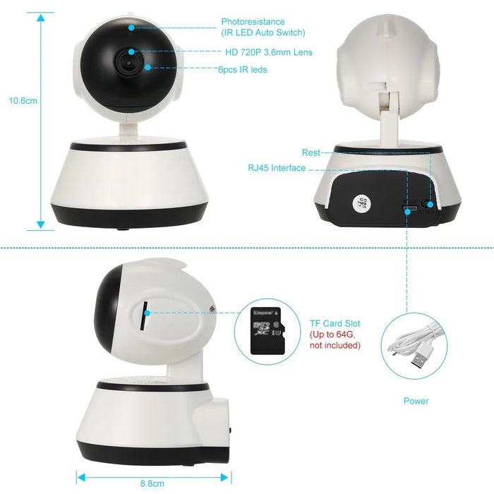 FY-H2-100 720P WiFi IP Camera Monitor Home Surveillance Two-Way Audio Wireless Webcam with Motion Detection Function - US Plug - 5