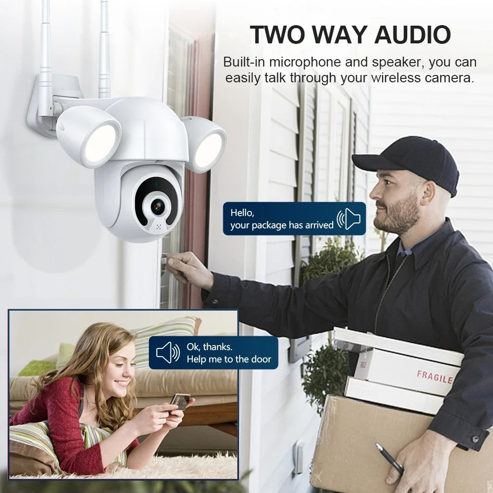 5688S Smart Tuya 3MP Mini WiFi PTZ Camera with Dual Fill Lights Full Color Night Vision Two Way Audio Camera Monitor Home Security Devices - US Plug - 3