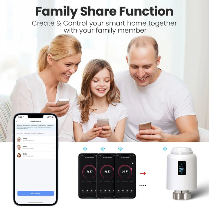 TRV07-wifi Tuya APP Smart WiFi Thermostat LCD Screen Programmable Voice Control TRV Radiator Valve - 7
