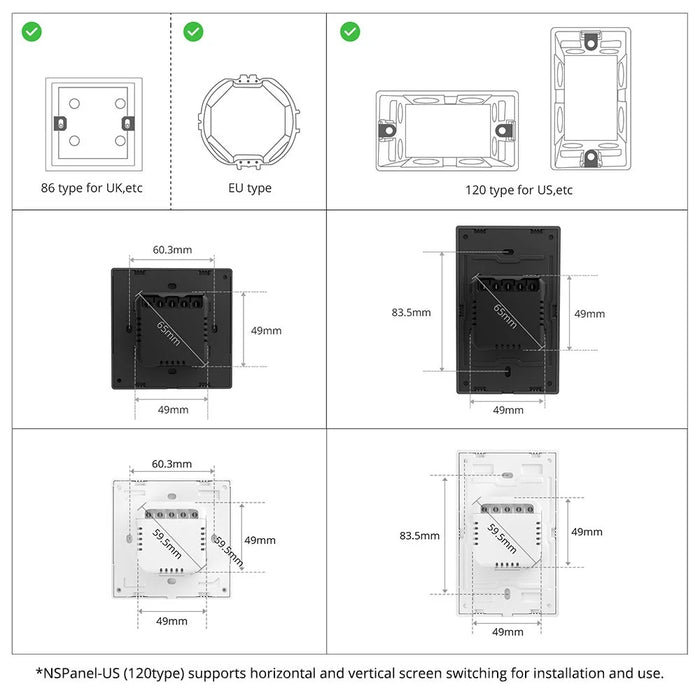 SONOFF NSPanel-USW Smart Scene Wall Switch Panel Smart Home Control Touchscreen Control - US Plug - 7