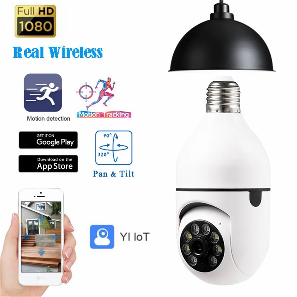 2.4G Smart WiFi Camera Mini PTZ 1080P HD IP Camera with Bulb E27 Socket, Two-Way Talk Home Surveillance - 3
