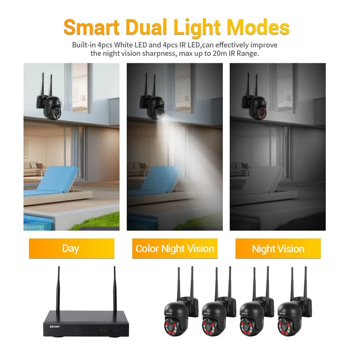 ESCAM WNK614 Wireless Camera Set HD 3MP Monitor Camera Support Two-Way Voice - US Plug - 3