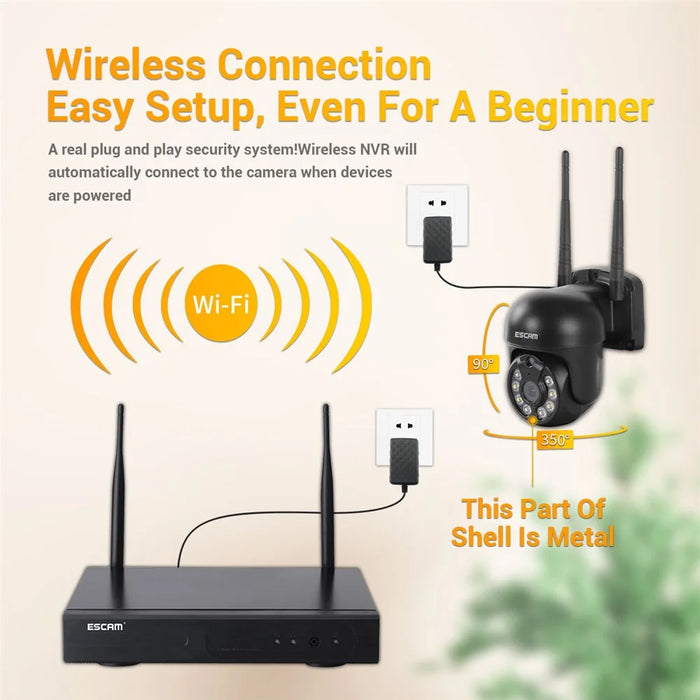 ESCAM WNK614 Wireless Camera Set HD 3MP Monitor Camera Support Two-Way Voice - US Plug - 7