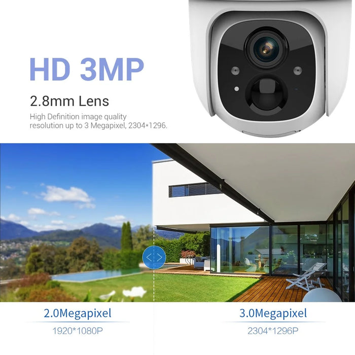 ESCAM G24 H.265 3MP Full HD AI Identify Camera with Solar Panel PIR Alarm WiFi Camera Built-In Battery - 3