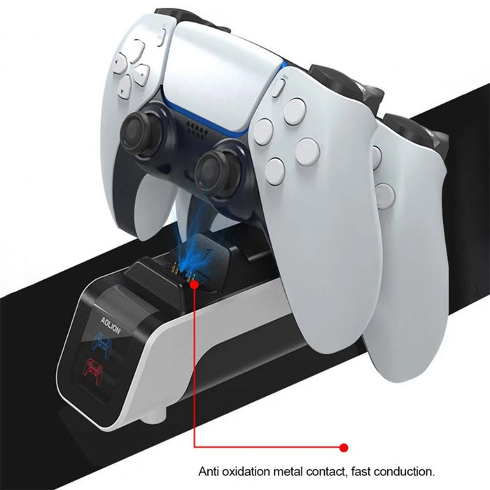 AOLION AL-P5009 For PS5 Game Controller Charger Base Dual Position Gamepad Fast Charging Dock - 3