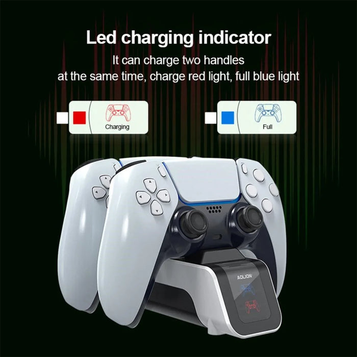 AOLION AL-P5009 For PS5 Game Controller Charger Base Dual Position Gamepad Fast Charging Dock - 4