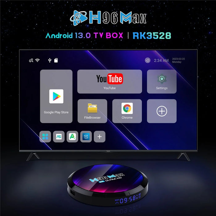 H96 Max Network Set-Top Box 4GB RAM 32GB ROM Android 13.0 RK3528 WiFi6 Ultra HD TV Box - US Plug - 2