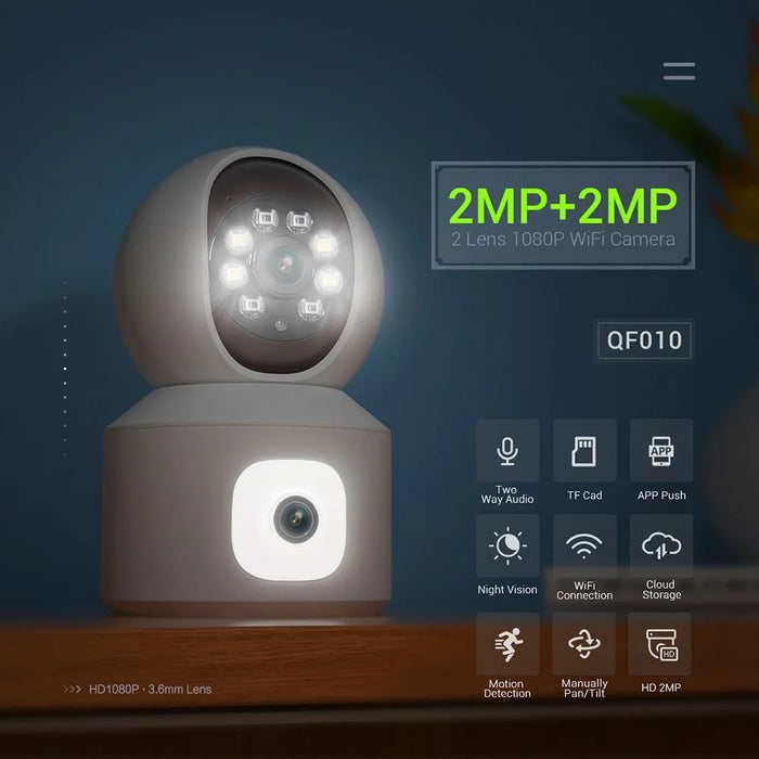 ESCAM QF010 2x2MP Dual Lens Motion Detection WiFi Camera Two-Way Voice Camera Support Cloud Storage - US Plug - 3